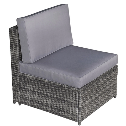 Rootz Lounge set - Garden set - Storage baskets - Benches - Seating set - Side table - Gray - Poly rattan - Steel