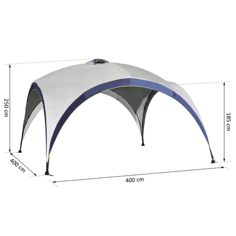 Rootz Party tent - Garden pavilion - Pavilion - Sun protection - Weatherproof - Polyester - Cream - White - Blue 4 x 4 x 2.5 m