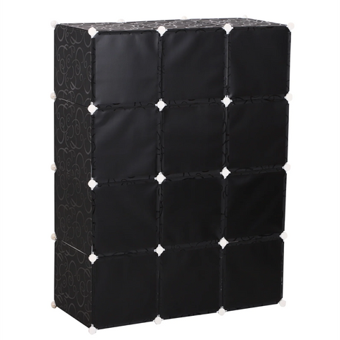 Rootz Kleiderschrank – Lagerschrank – Fachschrank – Kleiderstange – Würfel – Schwarz – Weiß – 111 x 47 x 145 cm