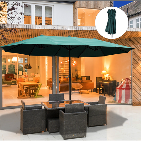 Rootz Parasol - Market Parasol - Large Parasol - Double Parasol - Water-repellent - Polyester - Green/Cream/Grey/Coffee/Black/Red - L460 x W270 x H240 cm