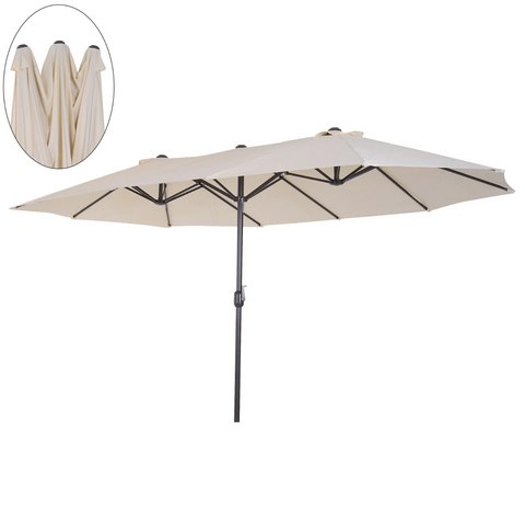 Rootz Parasol - Market Parasol - Large Parasol - Double Parasol - Water-repellent - Polyester - Green/Cream/Grey/Coffee/Black/Red - L460 x W270 x H240 cm