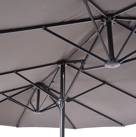Rootz Parasol - Market Parasol - Large Parasol - Double Parasol - Water-repellent - Polyester - Green/Cream/Grey/Coffee/Black/Red - L460 x W270 x H240 cm
