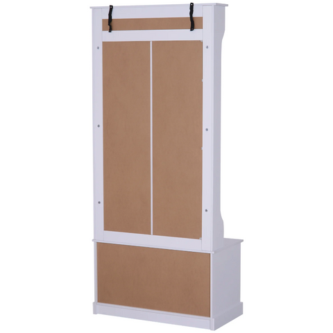 Rootz Garderobenset – Garderobe – 4 Haken – Bank – Stauraum – MDF – Weiß – 80 x 40 x 180 cm 