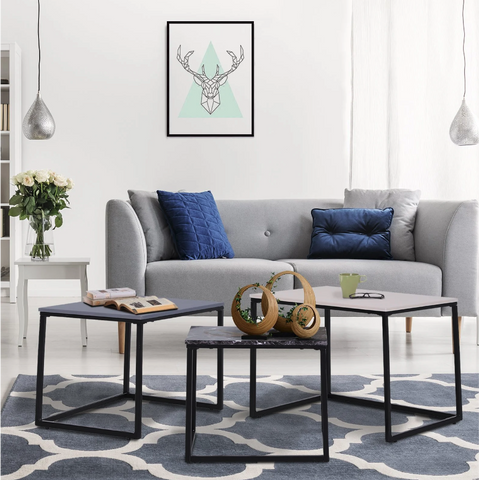 Rootz Salontafels - Set Van 3 - Bijzettafels - Salontafels - Metaal - MDF - Diverse Afmetingen 