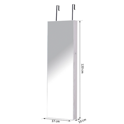 Rootz Sieradenspiegel - Mirrors - Hanging mirrors - Deurbevestiging - LED - MDF - Wit - 37 x 120 x 10 cm