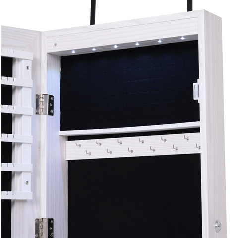 Rootz Sieradenspiegel - Mirrors - Hanging mirrors - Deurbevestiging - LED - MDF - Wit - 37 x 120 x 10 cm