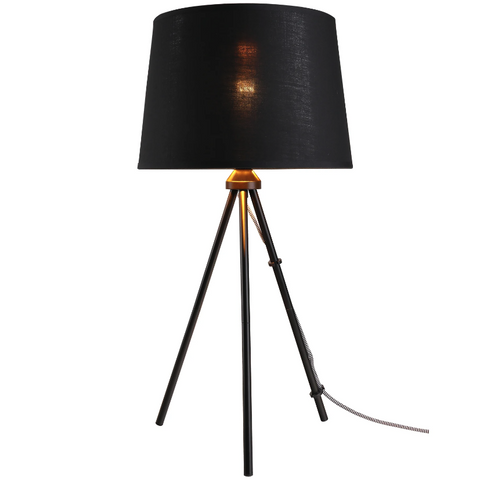Rootz Table lamp - Standing Lamp - Mood lighting - E27 - 40W - Metal - Black - Fabric - 30 x 30 x 60 cm