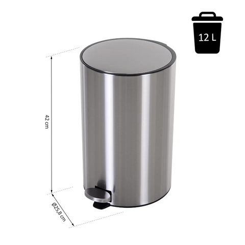 Rootz Prullenbak - Pedaalemmer - 12 L - Binnenemmer - Soft Close - RVS - 30,8 x 48,7 cm - Zilver