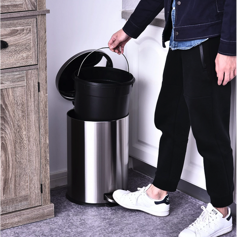 Rootz Prullenbak - Pedaalemmer - 20/30 L - Binnenemmer - Soft Close - RVS - Zilver