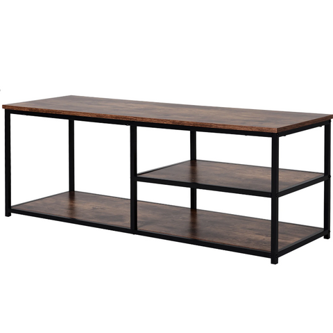Rootz TV Cabinet - TV Furniture - Lowboard - Industrial - 3 Levels - Processed Wood - Brown - Black - 120 x 40 x 45 cm