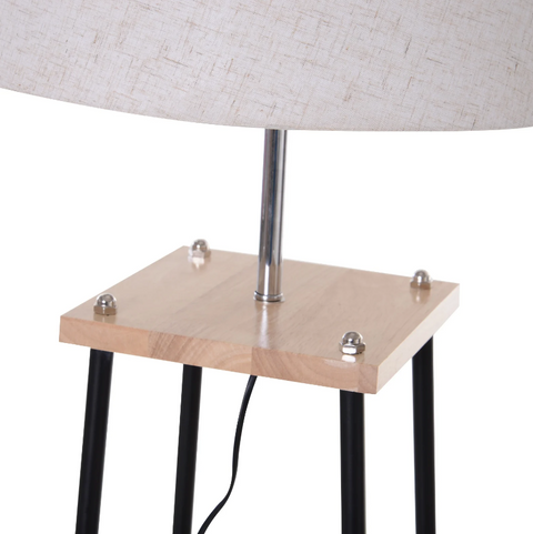 Rootz Floor Lamp - Standing Lamp - 3 Levels - Storage Space - E27 - Foot Switch - Linen - 40 x 40 x 160 cm
