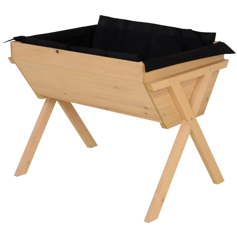 Rootz plantenbak - bloembak - bloembed - verhoogde plantenbak - afvoer - niet-geweven stof - massief hout - bruin - 100 x 70 x 80 cm