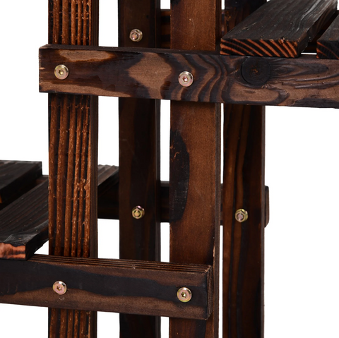 Rootz Plantenrek - Bloementrap - Plantenstandaard - 4 Niveaus - Bruin - Massief Hout - 95 x 25 x 72 cm