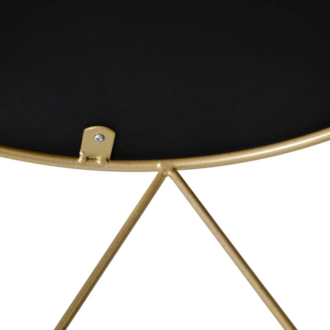 Rootz Salontafel - Bijzettafel - Opbergruimte - Mandvorm - Nachtkastje - Metaal - MDF - Zwart - Goud - 45 x 45 x 48 cm