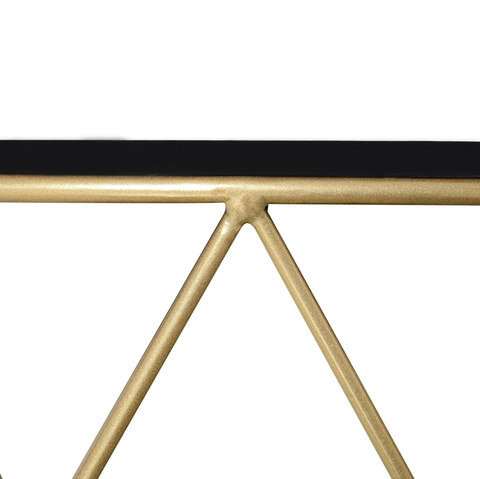 Rootz Salontafel - Bijzettafel - Opbergruimte - Mandvorm - Nachtkastje - Metaal - MDF - Zwart - Goud - 45 x 45 x 48 cm