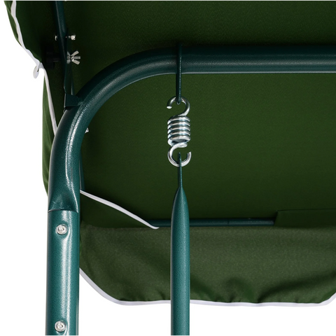 Rootz Garden Swing - Swing Bench - Adjustable Sun Canopy - Metal - Green - White - Polyester - Foam -