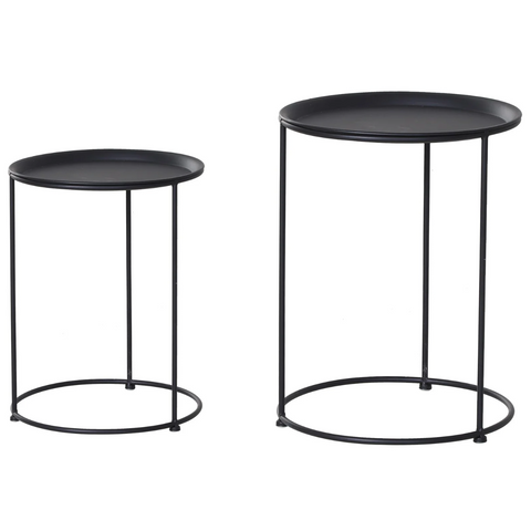 Rootz Side Tables - Coffee Tables - Round Tables - Set Of 2 - Garden Tables - Metal - Black