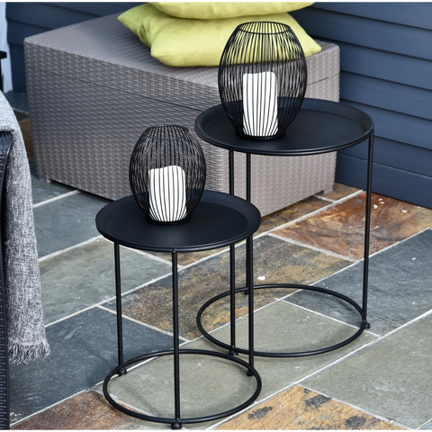 Rootz Side Tables - Coffee Tables - Round Tables - Set Of 2 - Garden Tables - Metal - Black