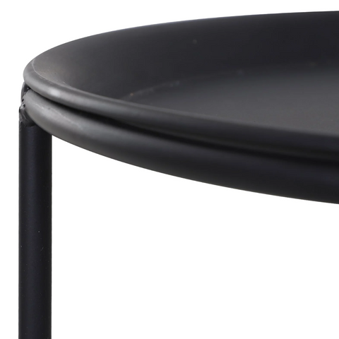 Rootz Side Tables - Coffee Tables - Round Tables - Set Of 2 - Garden Tables - Metal - Black