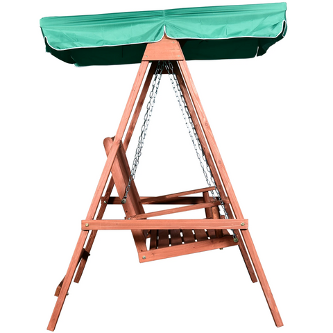 Rootz Gartenschaukel – Schaukelbank – für 2 Personen – Schaukel – Dach – Massivholz – Braun – Grün – 160 x 120 x 165 cm
