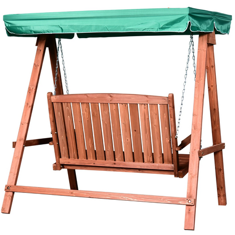 Rootz Gartenschaukel – Schaukelbank – für 2 Personen – Schaukel – Dach – Massivholz – Braun – Grün – 160 x 120 x 165 cm