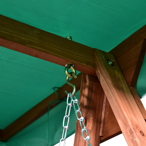 Rootz Gartenschaukel – Schaukelbank – für 2 Personen – Schaukel – Dach – Massivholz – Braun – Grün – 160 x 120 x 165 cm