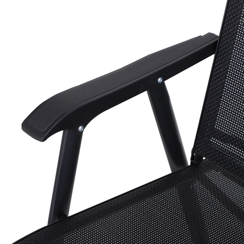 Rootz Gartenstühle – Klappstühle – 2er-Set – Armlehnen – Campingstuhl – Metall – Schwarz – 58 x 64 x 94 cm