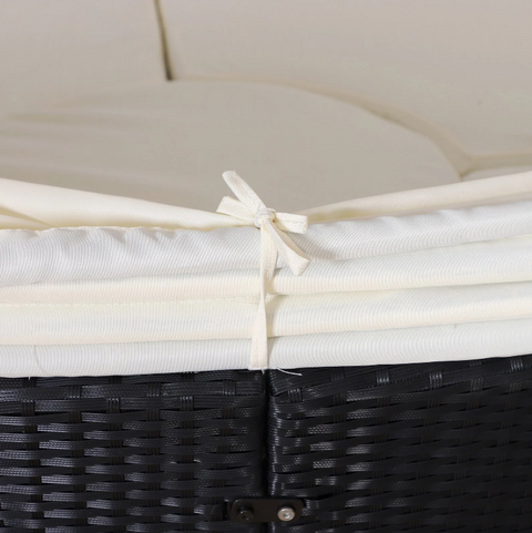 Rootz Zonne-Island - Lounge set - Rattan - Canopy - Seating group - Cushions - Metal - Cream - Black - 180 x 175 x 147 cm