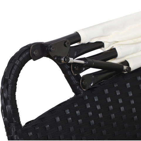 Rootz Zonne-Island - Lounge set - Rattan - Canopy - Seating group - Cushions - Metal - Cream - Black - 180 x 175 x 147 cm