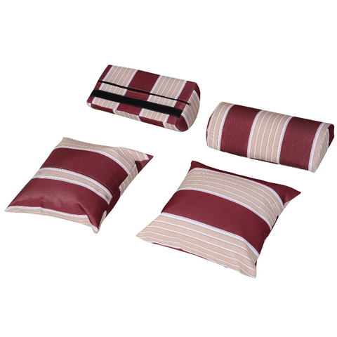 Rootz Strandstuhl – Loungesessel – Liege – Getränkehalter – Fußstütze – Baldachin – verstellbare Rückenlehne – Rattan – Rot – Weiß – Metall – Holz – 118 x 79 x 150 cm