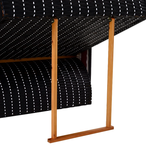 Rootz Strandstuhl – Loungesessel – Liege – Getränkehalter – Fußstütze – Baldachin – verstellbare Rückenlehne – Rattan – Rot – Weiß – Metall – Holz – 118 x 79 x 150 cm