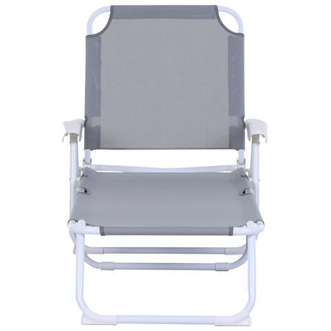Rootz Liegestuhl – Loungesessel – Strandstuhl – klappbar – 4-lagig – Armlehne – Netz – Stoff – Grau – 160 x 66 x 80 cm