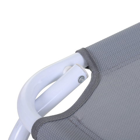 Rootz Liegestuhl – Loungesessel – Strandstuhl – klappbar – 4-lagig – Armlehne – Netz – Stoff – Grau – 160 x 66 x 80 cm