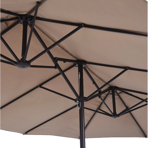 Rootz Parasol - Market Parasol - Large Parasol - Double Parasol - Water-repellent - Polyester - Green/Cream/Grey/Coffee/Black/Red - L460 x W270 x H240 cm