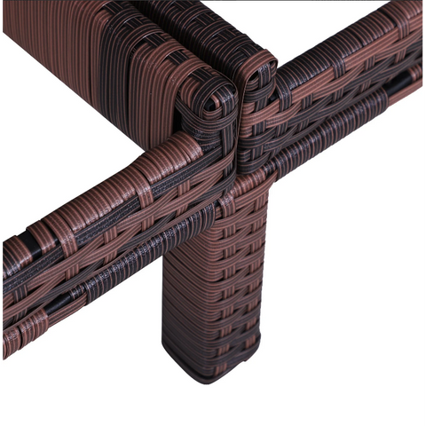 Rootz Lounger - Loungebed - Ligbed - 2-Persoons - 5-Laags - Metaal - Blauw - Wit - Rotan - Bruin - 195 x 120 x 28 cm 