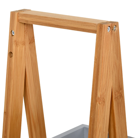 Rootz Bathroom Shelf - Storage Rack - 3 Levels - Ladder - Storage Shelf - Bamboo - Gray - MDF - 30 x 18 x 81 cm