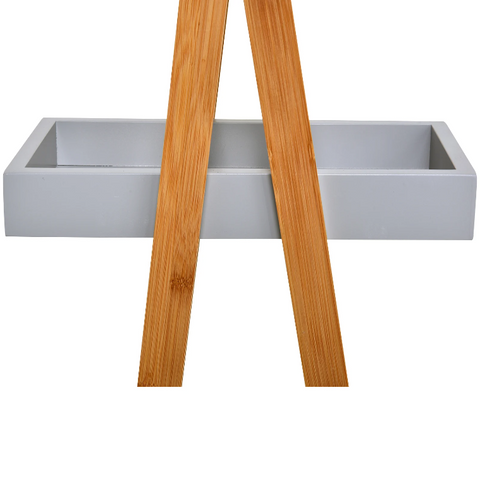 Rootz Bathroom Shelf - Storage Rack - 3 Levels - Ladder - Storage Shelf - Bamboo - Gray - MDF - 30 x 18 x 81 cm