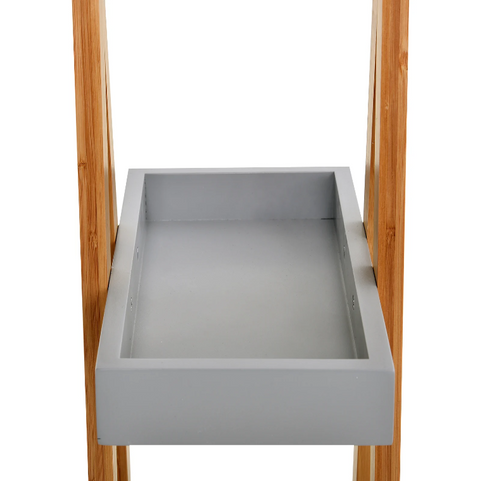 Rootz Bathroom Shelf - Storage Rack - 3 Levels - Ladder - Storage Shelf - Bamboo - Gray - MDF - 30 x 18 x 81 cm