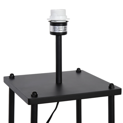 Rootz Floor Lamp - Mood Lighting - High Lamp - Storage Space - 3 Levels - Cotton - Polyester - Metal - Black - 34.5 x 34.5 x 150 cm