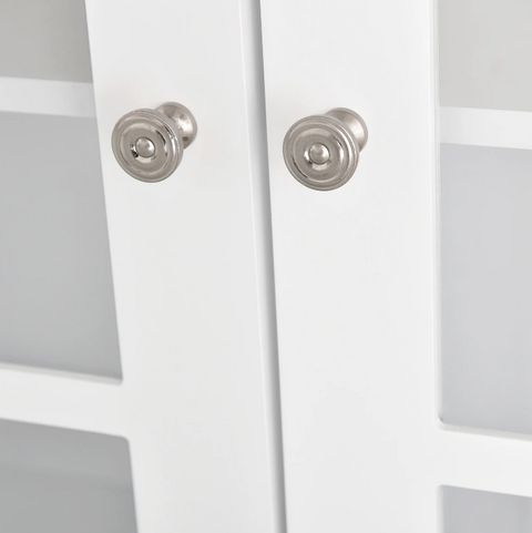 Rootz Kitchen Cabinet - Worktop - Storage Cabinet - Glass Door - Storage Space - MDF - White - Natural - 80 x 37 x 183 cm