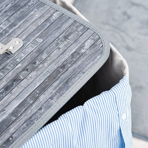 Rootz 72L Laundry basket - Laundry box - Washbasin - Angular - Brown / Gray - Bamboo - Lid - 40 x 30 x 60 cm