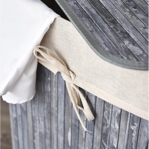 Rootz 72L Laundry basket - Laundry box - Washbasin - Angular - Brown / Gray - Bamboo - Lid - 40 x 30 x 60 cm