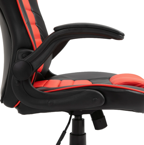 Rootz Game Stuhl - Bürostuhl - Gaming - Verstellbare Armlehne - Kunstleder - Ergonomisch - Rot - Schwarz - 62 x 63 x 105-114 cm