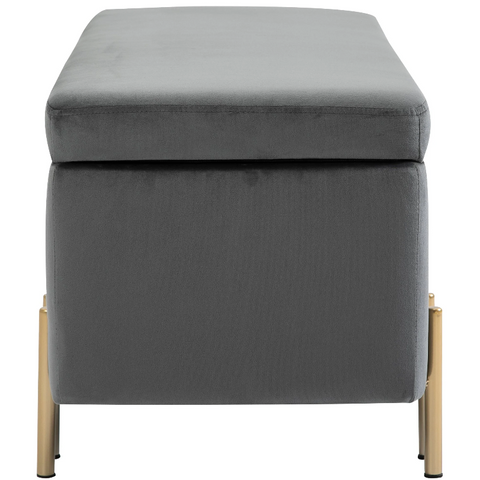 Rootz Hocker - Footstool - Stool - Storage Space - Upholstered - Dark Gray - Iron - 100 x 40 x 42 cm