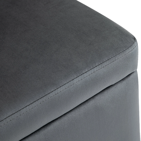 Rootz Hocker - Footstool - Stool - Storage Space - Upholstered - Dark Gray - Iron - 100 x 40 x 42 cm