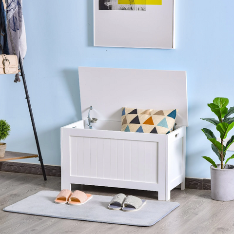 Rootz Schoenendoos - Schoenenbank - Opbergbox - Boxbank - MDF - Wit - 81 x 40 x 46 cm