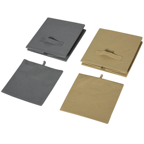 Rootz Storage Cabinet - Compartment Cabinet - Kitchen Cabinet - 2 Open Compartments - 2 Fabric Drawers - White - Brown - 54.5 x 24 x 69.5 cm