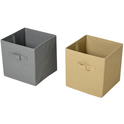 Rootz Storage Cabinet - Compartment Cabinet - Kitchen Cabinet - 2 Open Compartments - 2 Fabric Drawers - White - Brown - 54.5 x 24 x 69.5 cm