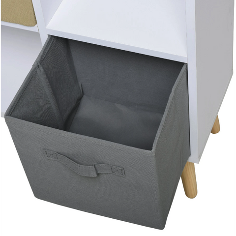 Rootz Storage Cabinet - Compartment Cabinet - Kitchen Cabinet - 2 Open Compartments - 2 Fabric Drawers - White - Brown - 54.5 x 24 x 69.5 cm