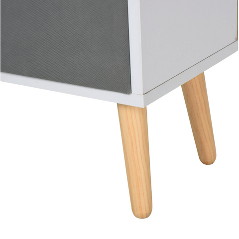 Rootz Storage Cabinet - Compartment Cabinet - Kitchen Cabinet - 2 Open Compartments - 2 Fabric Drawers - White - Brown - 54.5 x 24 x 69.5 cm